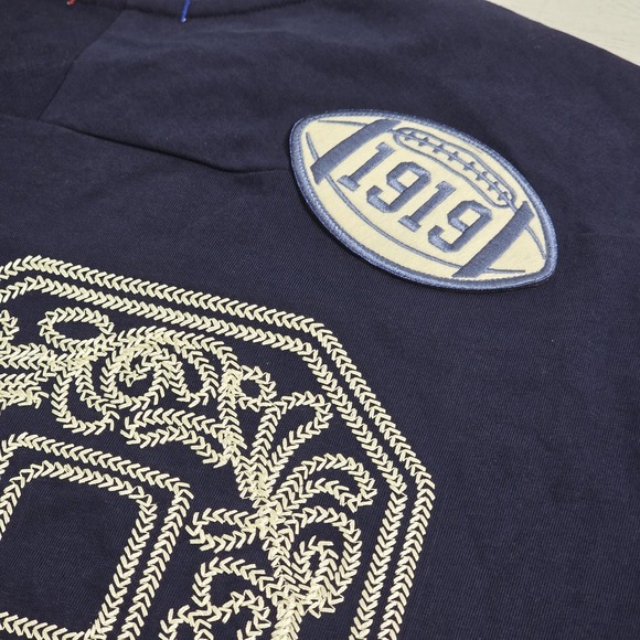 Champion Knitwear Men's V-Neck Retro Varsity Patch Jersey Shirt Navy Sz M NWT - Picture 11 of 14